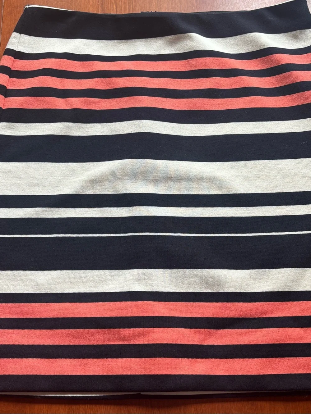 Ann Taylor Navy, Coral & Cream Striped A-Line Skirt - Picture 1 of 6